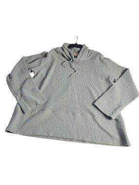 Women's Orvis Teal green Long Sleeve Pullover cowl neck L textured comfort Top